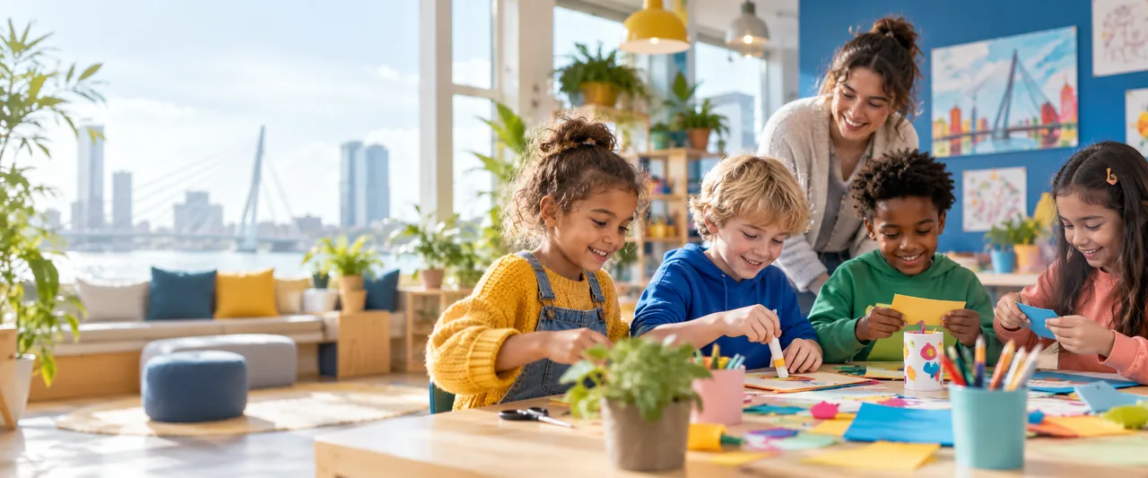 Kinderen doen samen een creatieve activiteit